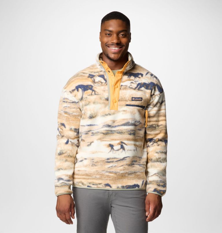 herre helvetia ii printed half snap printed fleece pullover