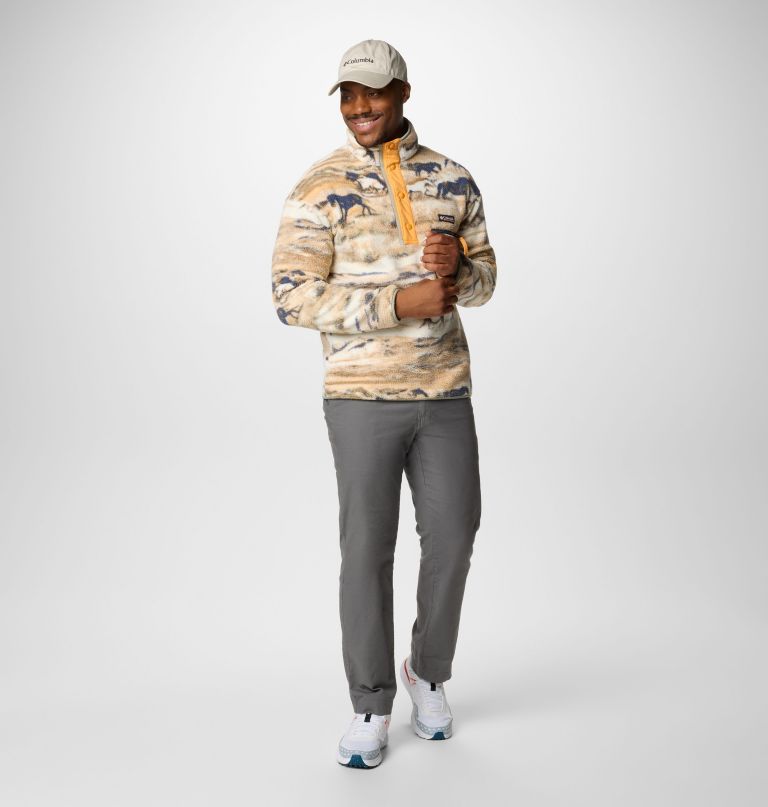 herre helvetia ii printed half snap printed fleece pullover