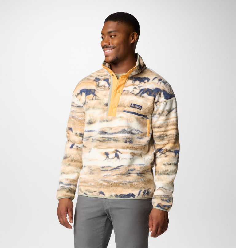 herre helvetia ii printed half snap printed fleece pullover