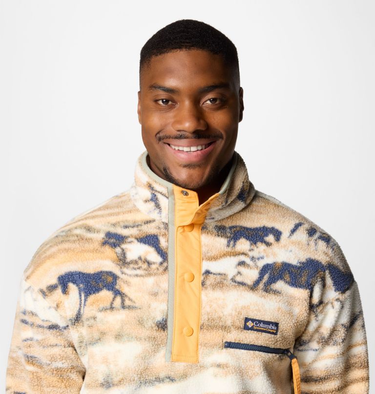 herre helvetia ii printed half snap printed fleece pullover