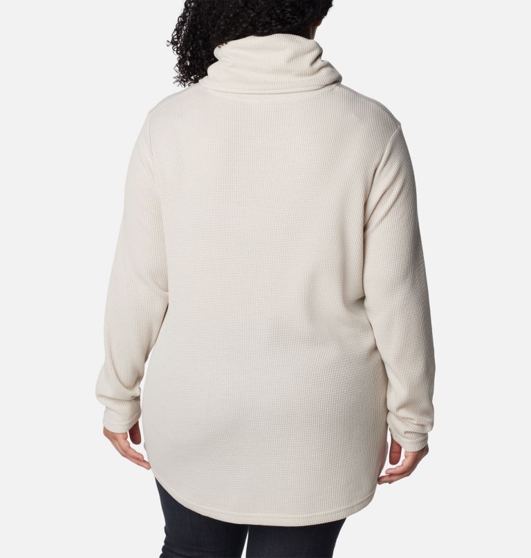 dame holly hideaway waffle cowl neck pullover - plus size