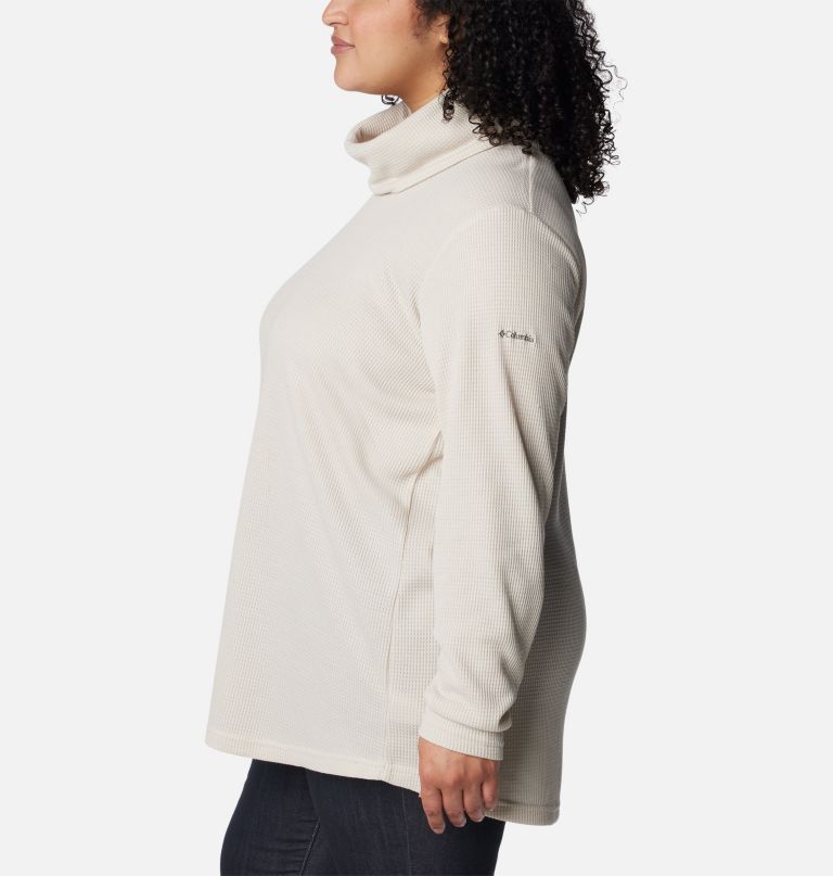 dame holly hideaway waffle cowl neck pullover - plus size