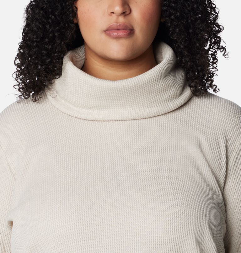 dame holly hideaway waffle cowl neck pullover - plus size